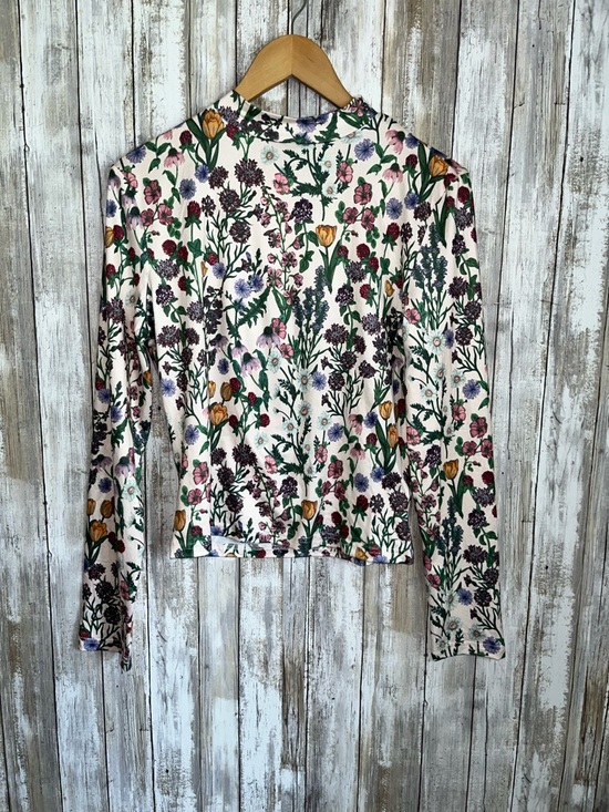 Cider Tops - Cider Floral Mesh Top Medium NWT Cottagecore Sheer Long Sleeve Fitted